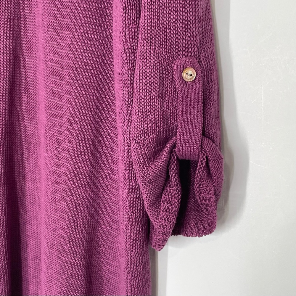 J. Jill Lightweight Sweater Roll Tab 3/4 Sleeves in Plumb Size Large - Picture 4 of 12